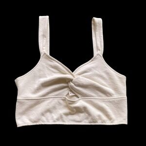 Madewell Women's Crop Top XL Off White Twist Front Terry Cloth NWT Coastal